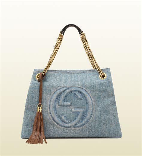 denim.gucci bag|Gucci shoulder tote.